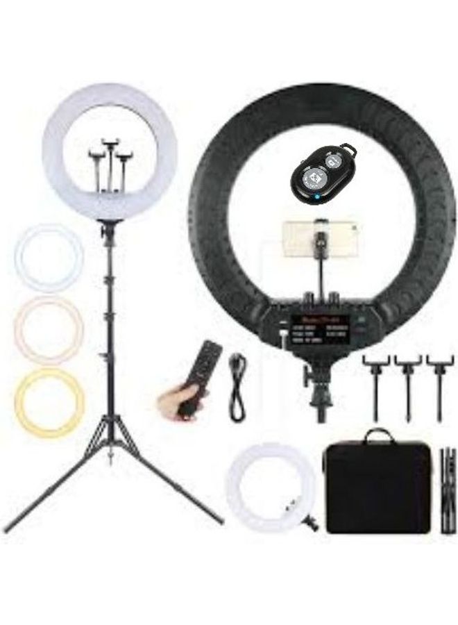 حلقة ضوء لتصوير السيلفي مع حامل ثلاثي القوائم وحامل للهاتف متعدد الألوان - Image 1