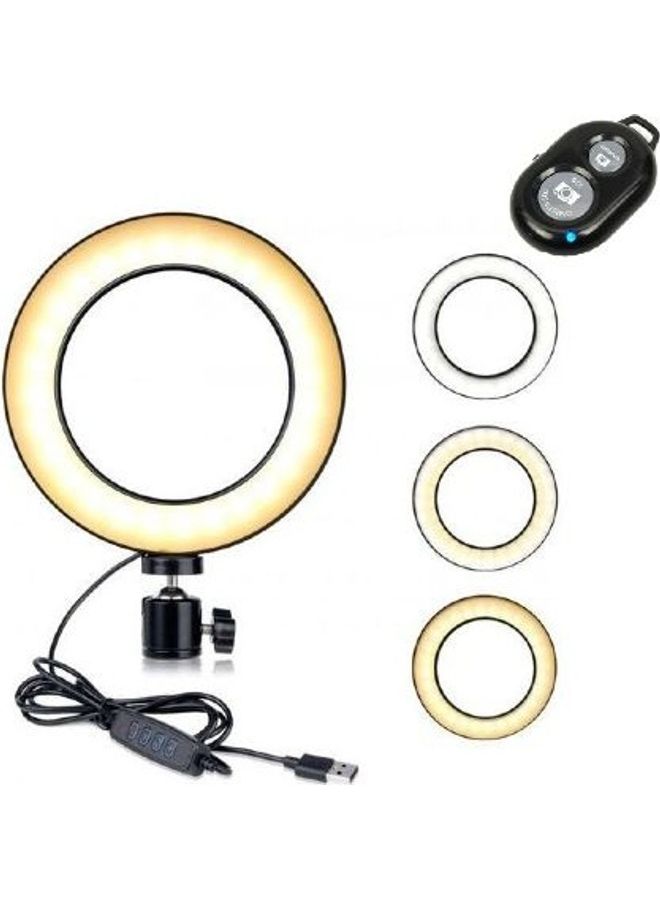 حلقة إضاءة LED فلاش مع جهاز تحكم عن بعد أبيض