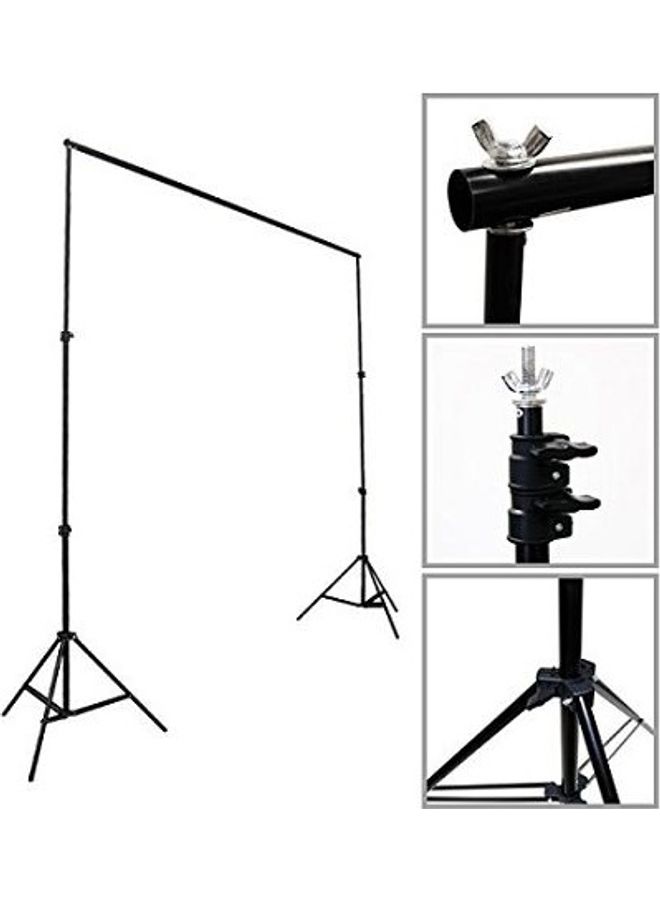 Generic - Adjustable Background Crossbar Support Stand Kit With 2 Clamps 3meter black - Image 1