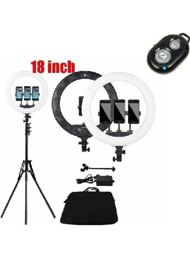 Selfie Ring Light With Bag, Mobile Holder, Stand And Remote Control black/white 