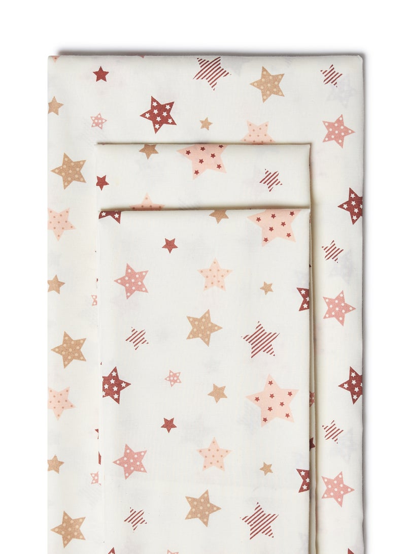 RISHAHOME 3-Piece Printed Bedsheet Set Queen Size Premium Collection 180 TC Cotton Star Spots - Image 2