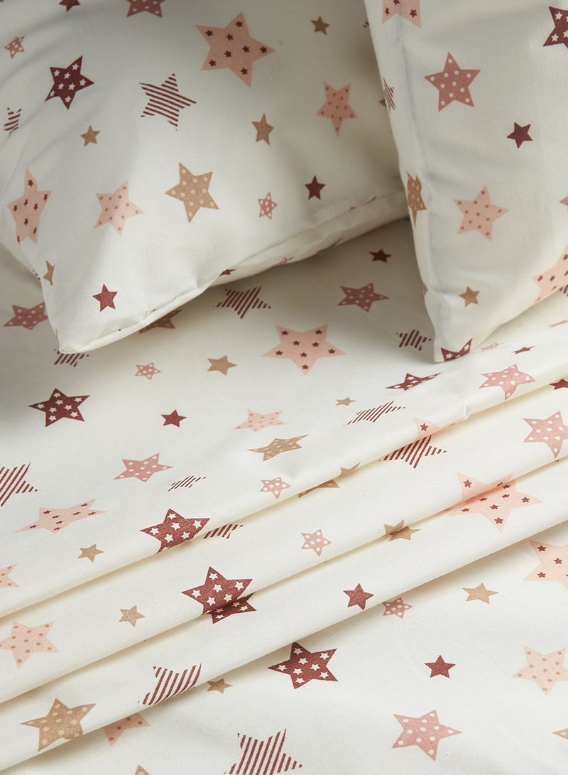 RISHAHOME 3-Piece Printed Bedsheet Set Queen Size Premium Collection 180 TC Cotton Star Spots - Image 3