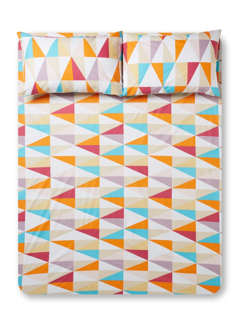 RISHAHOME 3-Piece 180 TC Premium Collection Queen Size Raw Sienna Flat Bedsheet And Pillow Case Set Includes 1x Bedsheet 240x254 cm, 2x Pillow Cases 50x75 cm Cotton Multicolour - Image 1