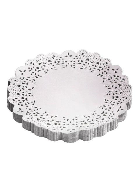 طقم أدوات مائدة مفارش ورقية دائرية للزينة للاستخدام مرة واحدة من 150 قطعة أبيض 21.50x2.00x21.50سم