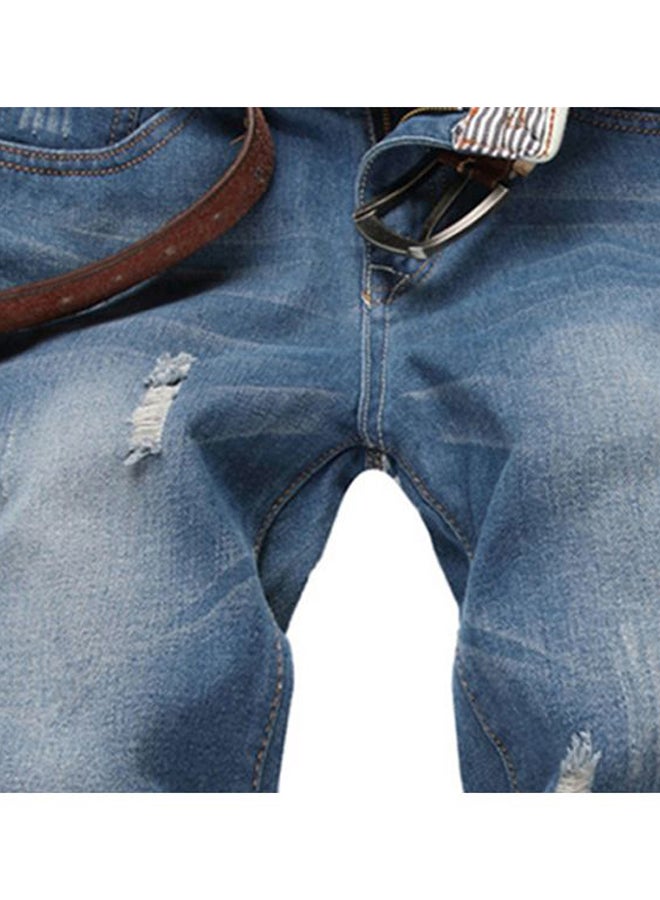Ripped Jeans Shorts 1 Blue - Image 3