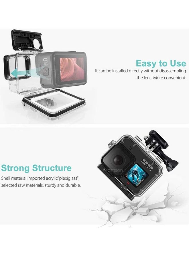 Generic - GoPro Hero 9 Black Waterproof Case With 3-Pack Dive Filter Clear - Image 1