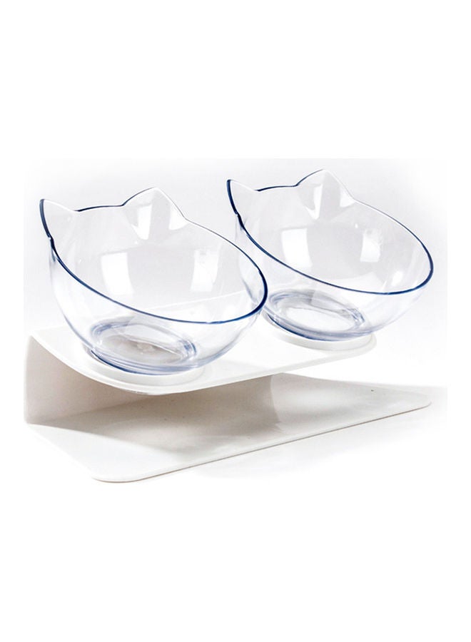 Transparent Cat Double Bowl white 27.5x13x12cm - Image 1