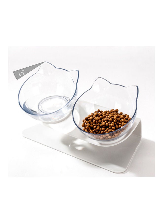 Transparent Cat Double Bowl white 27.5x13x12cm - Image 2