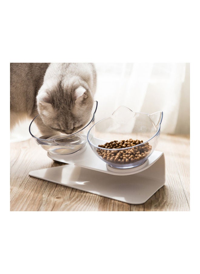 Transparent Cat Double Bowl white 27.5x13x12cm - Image 3
