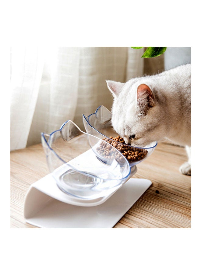 Transparent Cat Double Bowl white 27.5x13x12cm - Image 4