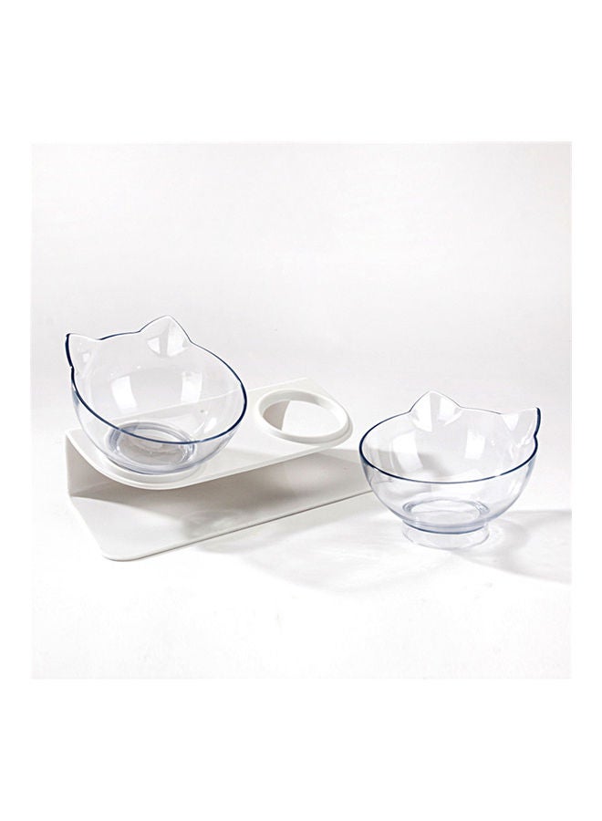 Transparent Cat Double Bowl white 27.5x13x12cm - Image 5