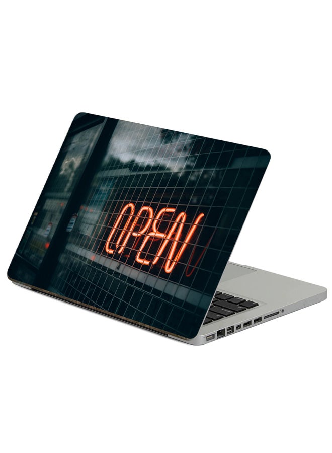 Inscription Open Printed Laptop Sticker Multicolour