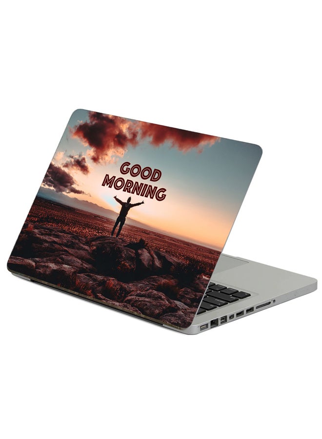 Fast Print Good  Morning Printed Laptop Sticker Multicolour