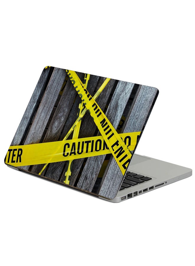 Fast Print Caution Danger Text Barricade Tape Printed Laptop Sticker Multicolour