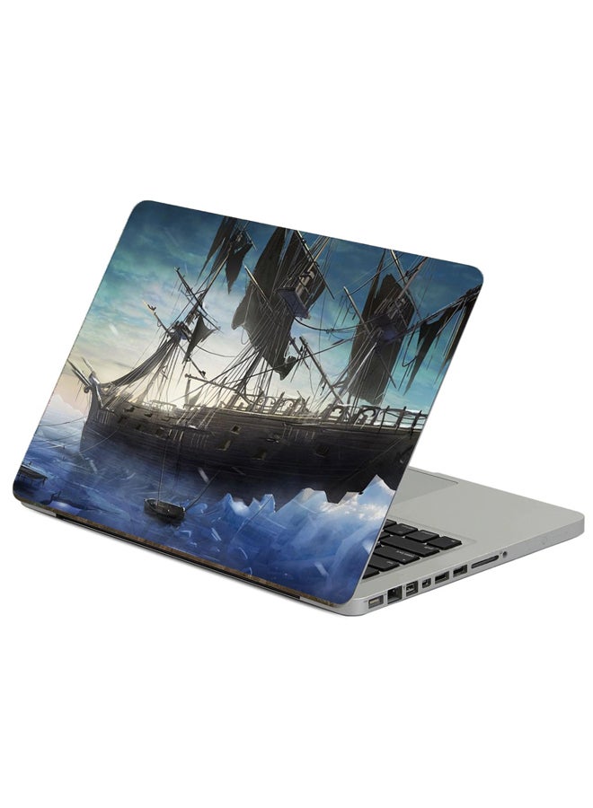 Ship Sea Printed Laptop Sticker Multicolour