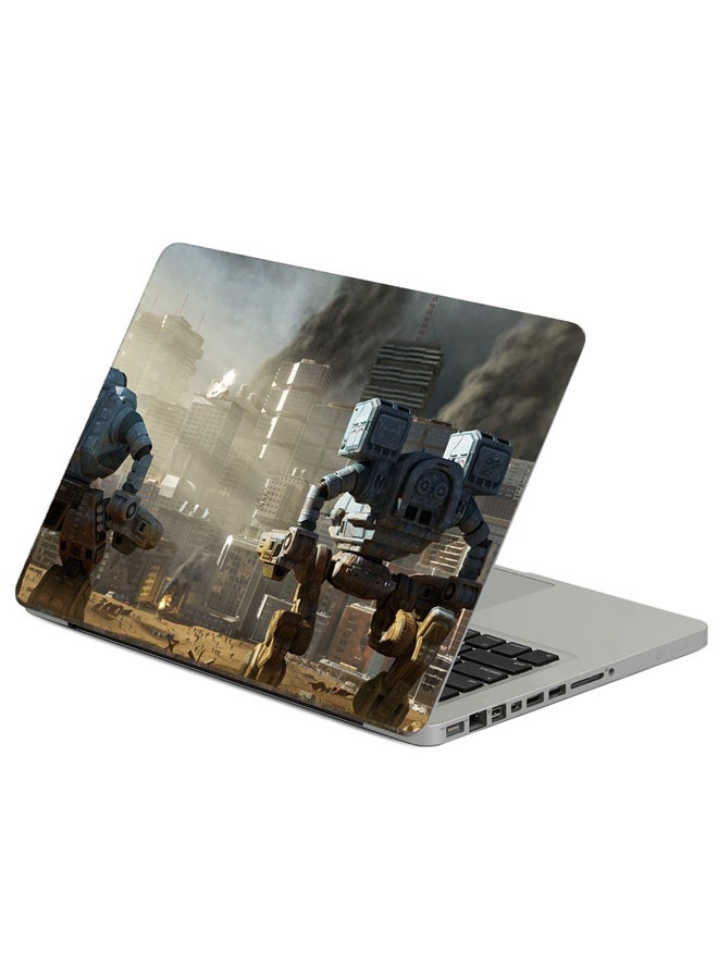 Fast Print City Skyscrapers Printed Laptop Sticker Multicolour