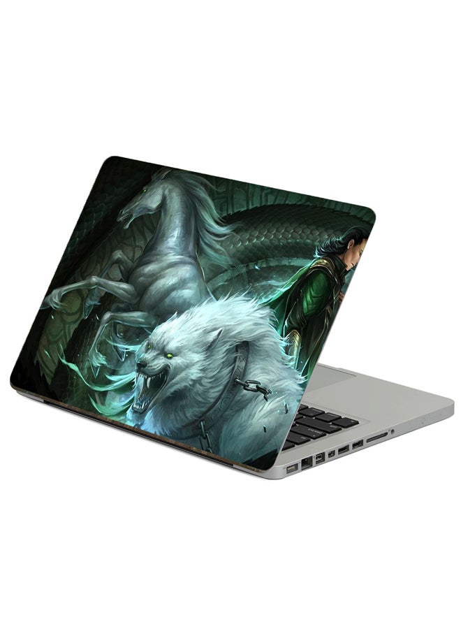 Fast Print Horse Wolf Printed Laptop Sticker Multicolour