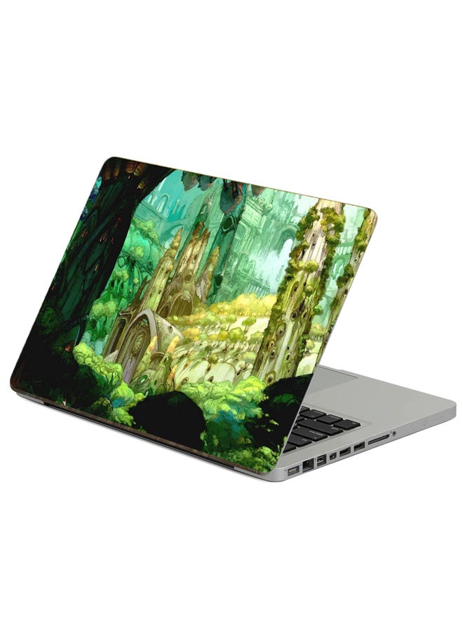 Castle Trees Printed Laptop Sticker Multicolour