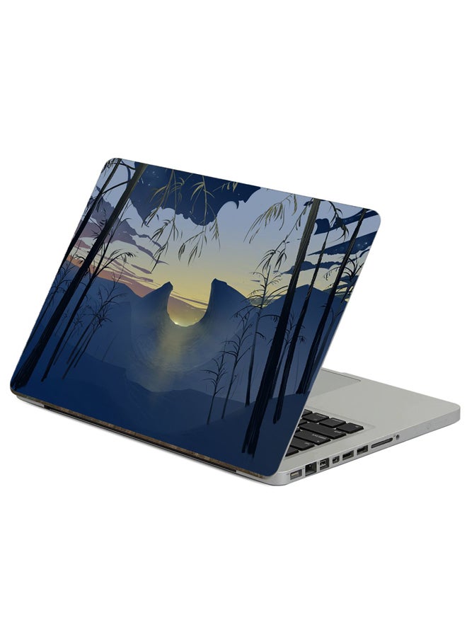 Fast Print Mountains Sunset Printed Laptop Sticker Multicolour