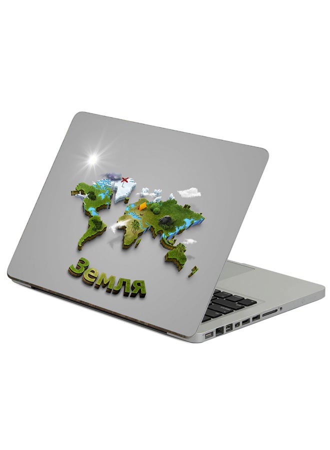 Fast Print Land Map Printed Laptop Sticker Multicolour