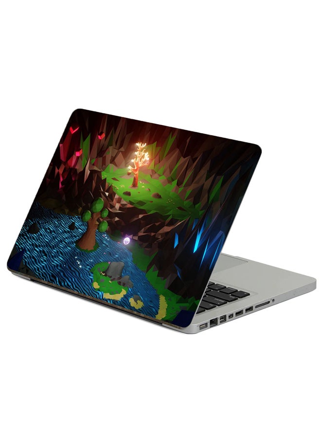 Fast Print Low Poly Landscape Printed Laptop Sticker Multicolour