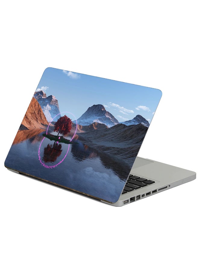 Tree Lake Printed Laptop Sticker Multicolour