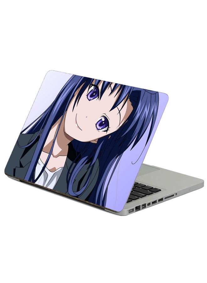 Anime Girl Printed Laptop Sticker Multicolour