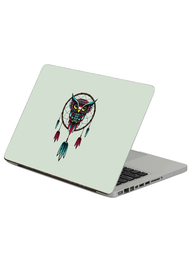 Owl Bird Printed Laptop Sticker Multicolour