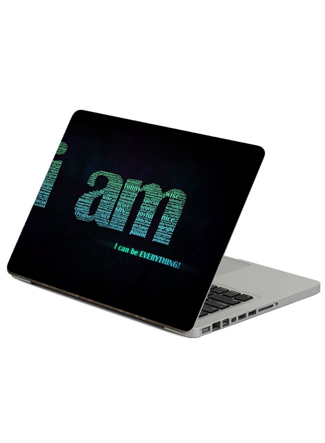 Inscription Black Printed Laptop Sticker Multicolour