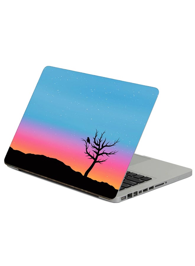 Fast Print Tree Bird Printed Laptop Sticker Multicolor