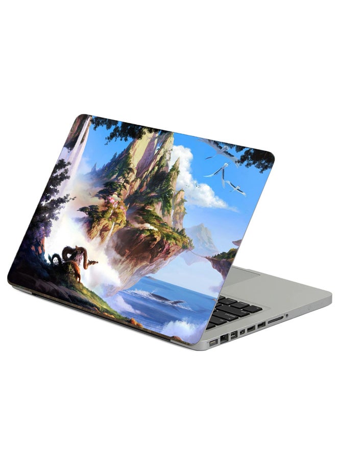 Island Sea Printed Laptop Sticker Multicolour