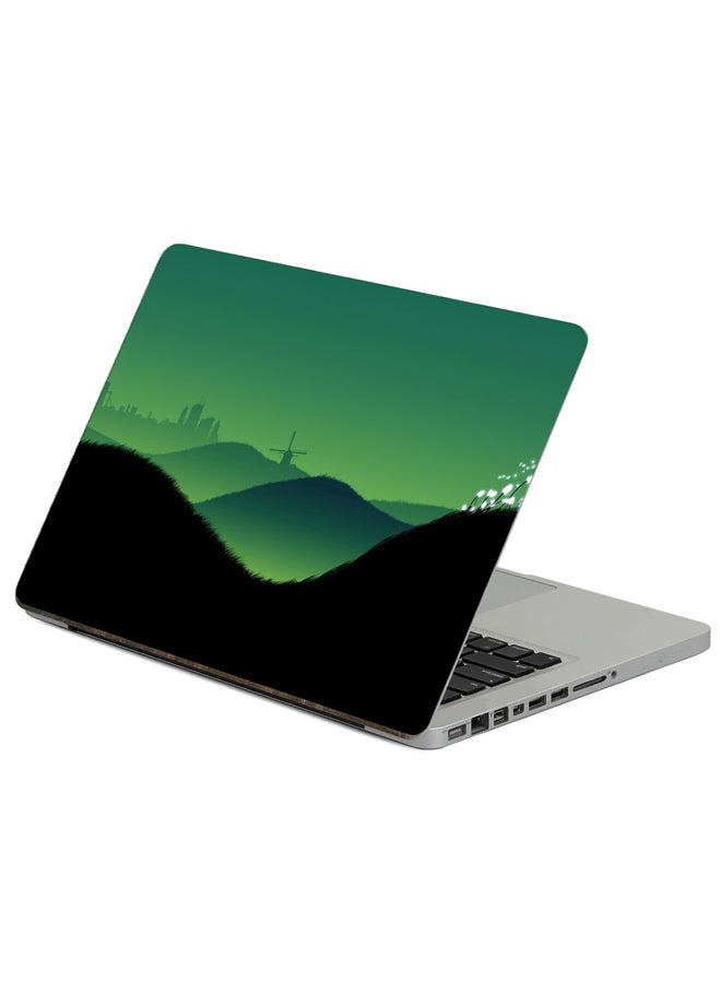 Fast Print Hills Landscape Printed Laptop Sticker Multicolour