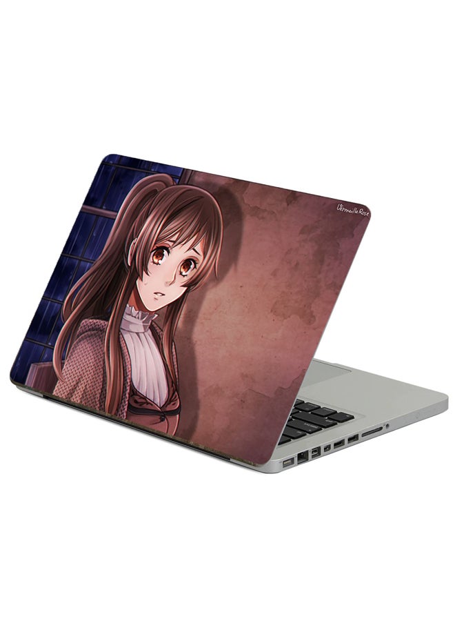 Anime Girl Printed Laptop Sticker Multicolor