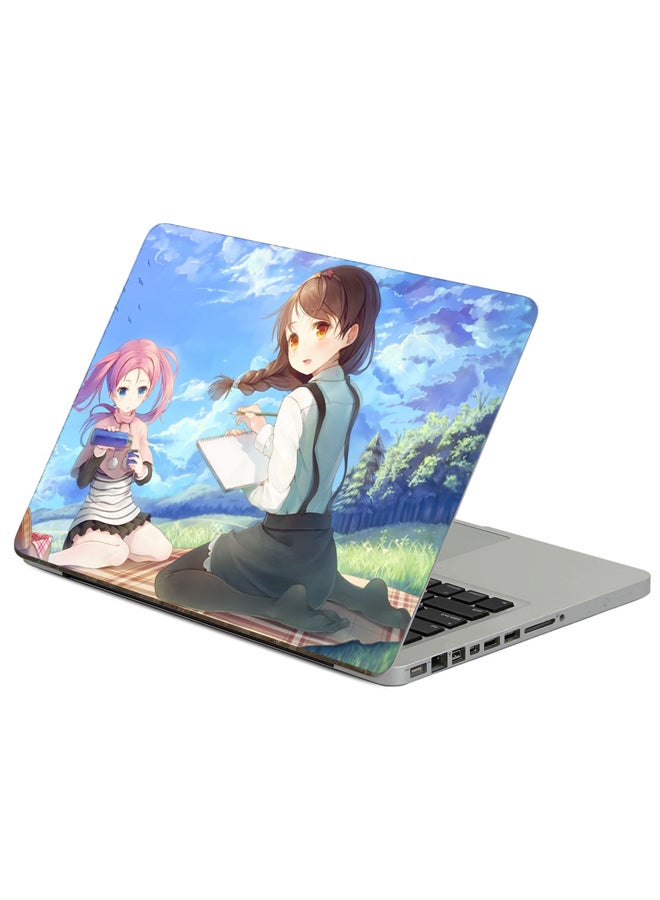 حافظة لابتوب لاصقة بطبعة فتاة تروي قصة متعدد الألوان