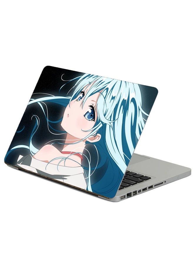 Fast Print Anime Girl Printed Laptop Sticker Multicolour