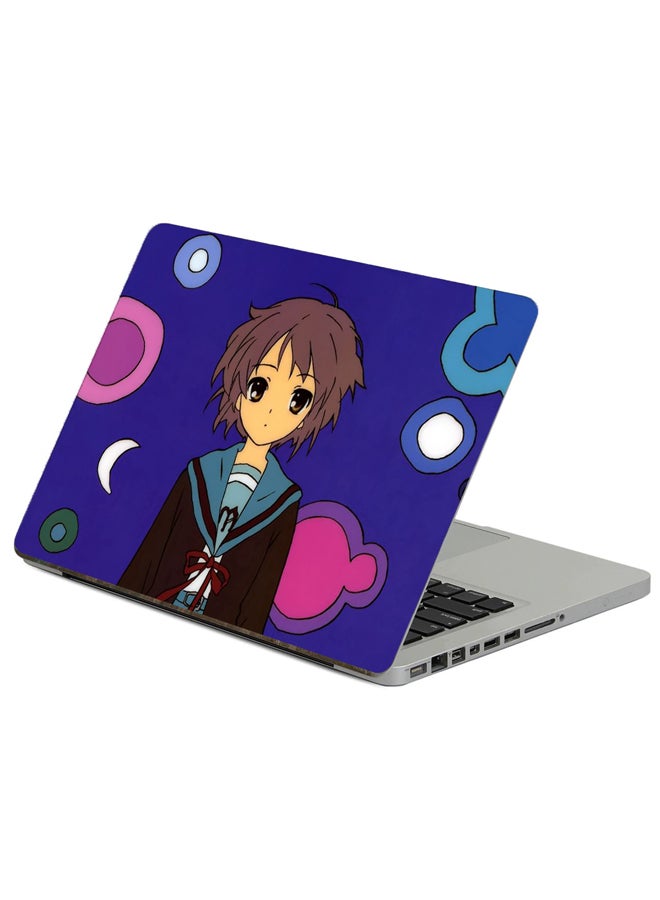 Fast Print Girl Brunette Printed Laptop Sticker Multicolour