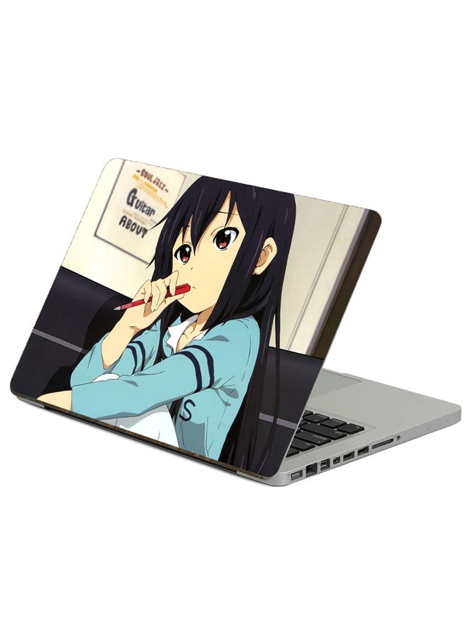 Girl Brunette Printed Laptop Sticker Multicolour