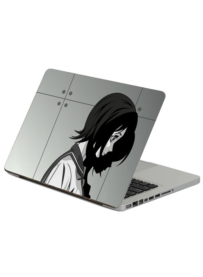 Anime Girl Printed Laptop Sticker Multicolour