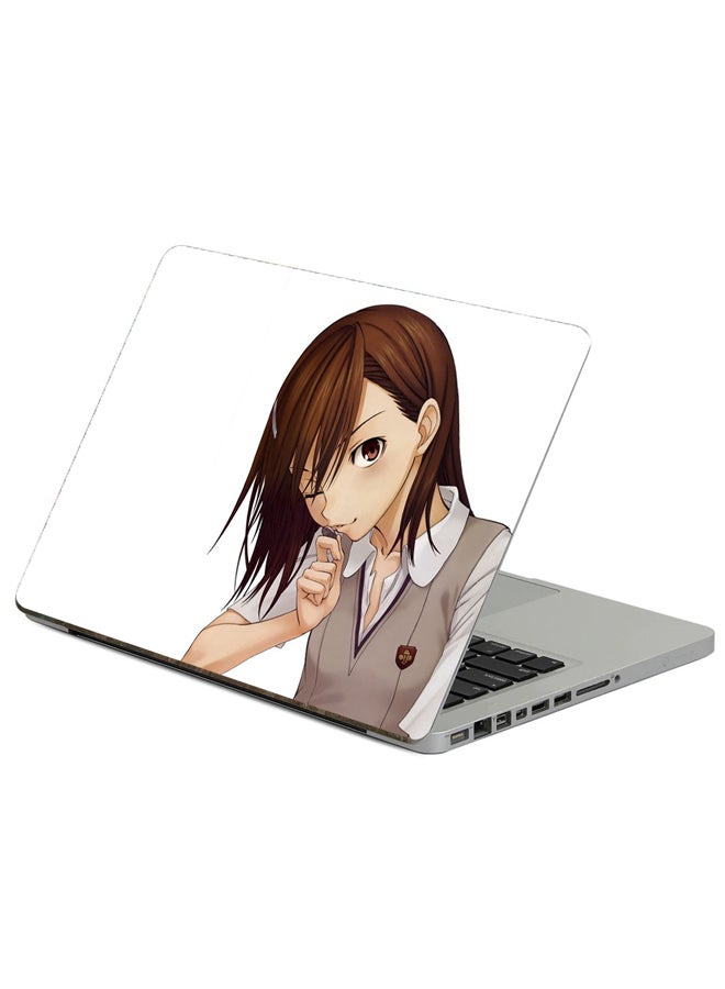 Fast Print Anime Girl Printed Laptop Sticker Multicolour