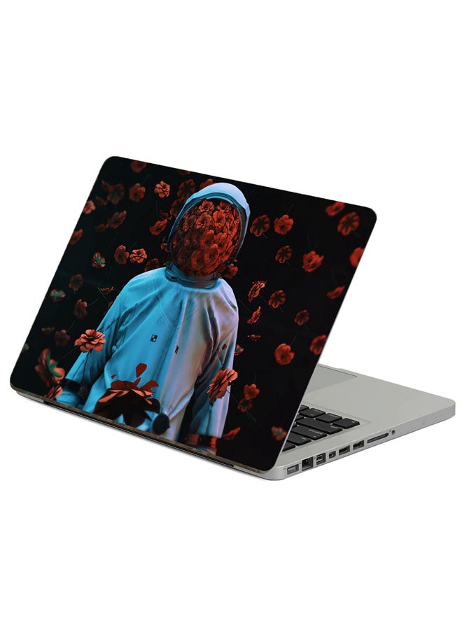 Fast Print Astronaut Flowers Printed Laptop Sticker Multicolour 