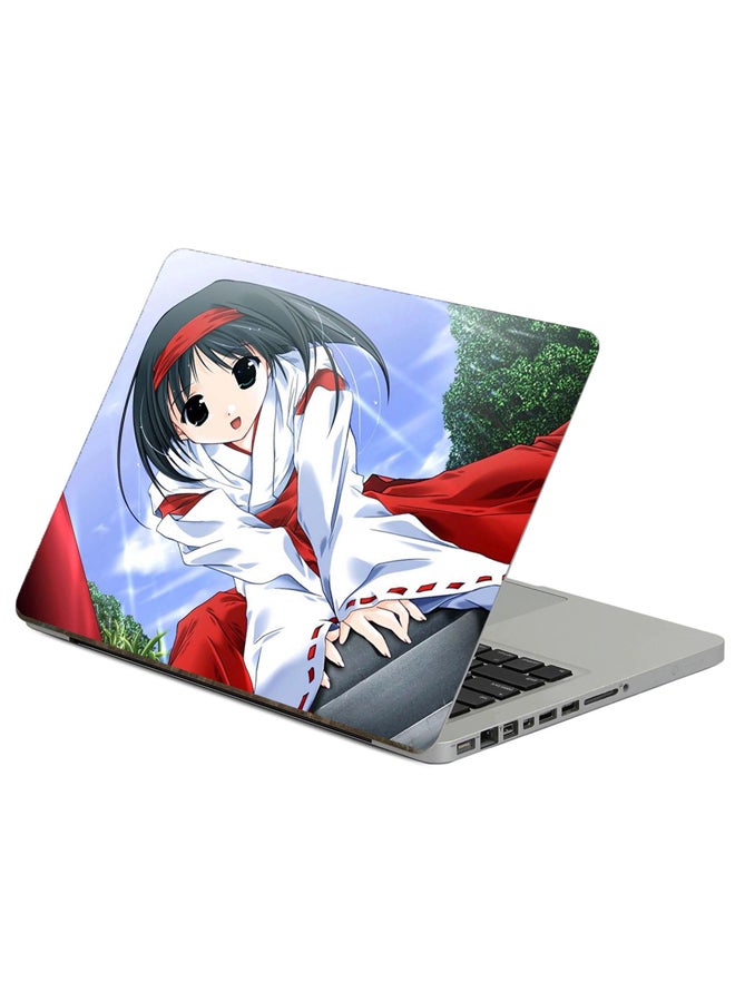 Fast Print Girl Brunette Printed Laptop Sticker Multicolour