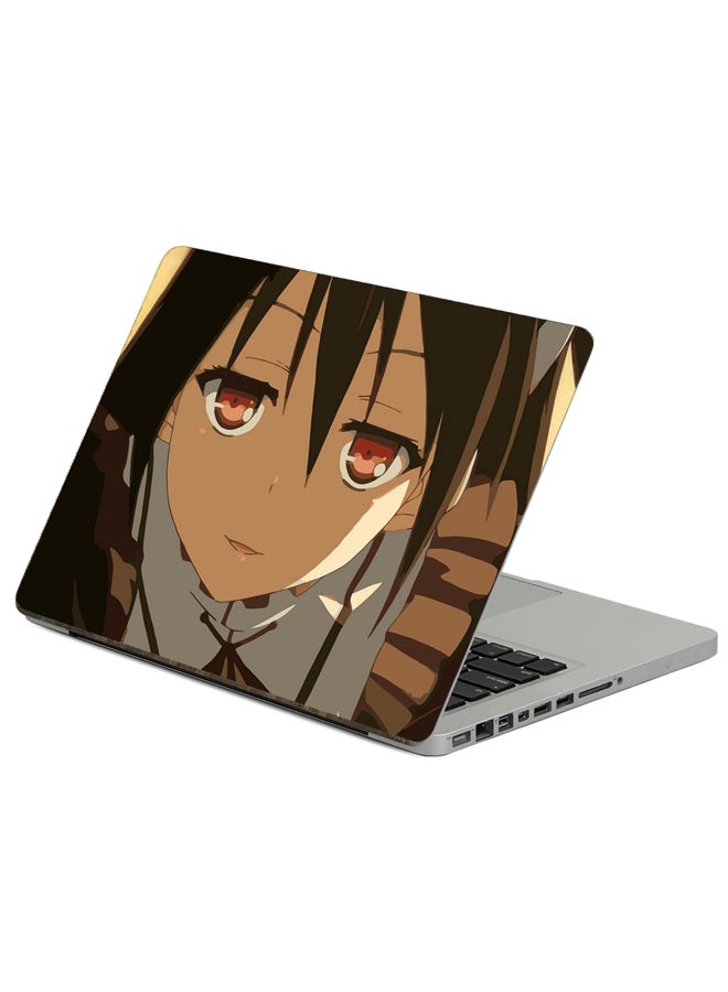 Anime Girl Printed Laptop Sticker Multicolour