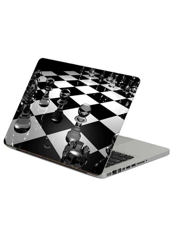 Chess Board Printed Laptop Sticker Multicolour