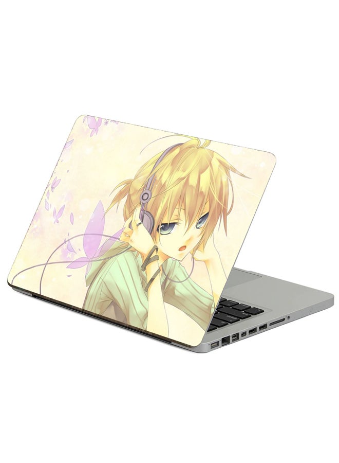 Girl Blonde Printed Laptop Sticker Multicolour