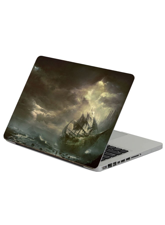 Fast Print Mountains Clouds Printed Laptop Sticker Multicolour 