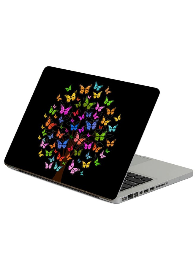 Butterfly Tree Printed Laptop Sticker Multicolour