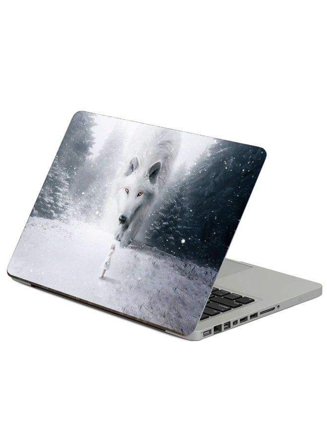 Fast Print Wolf Child Printed Laptop Sticker Multicolour