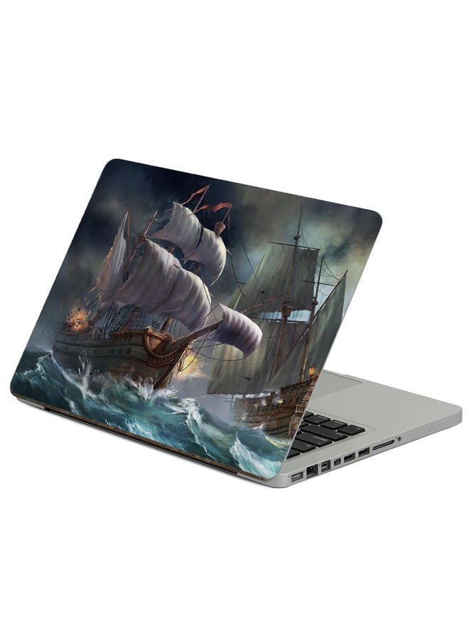 Fast Print Ships Sea Printed Laptop Sticker Multicolour
