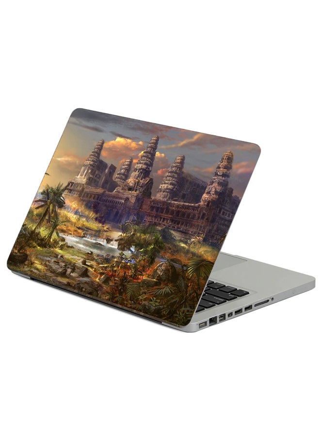 Fast Print Temple Destruction Printed Laptop Sticker Multicolour
