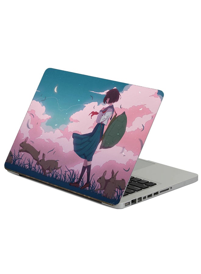 Fast Print Girl Shell Printed Laptop Sticker Multicolour